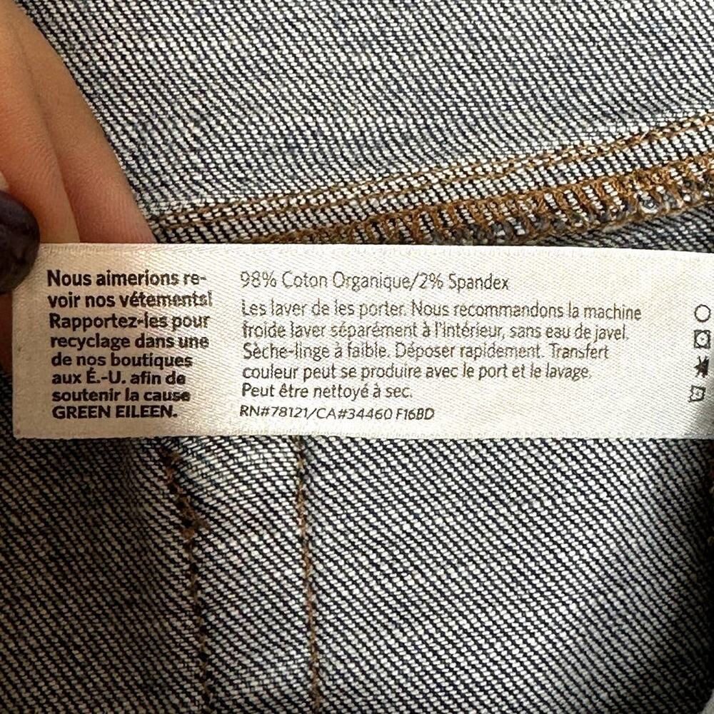 Eileen Fisher Organic Cotton Straight Cropped Cut Raw Hem Denim Jeans Size 8 - Picture 8 of 8